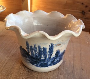 Blue and white glazed and decorated pottery